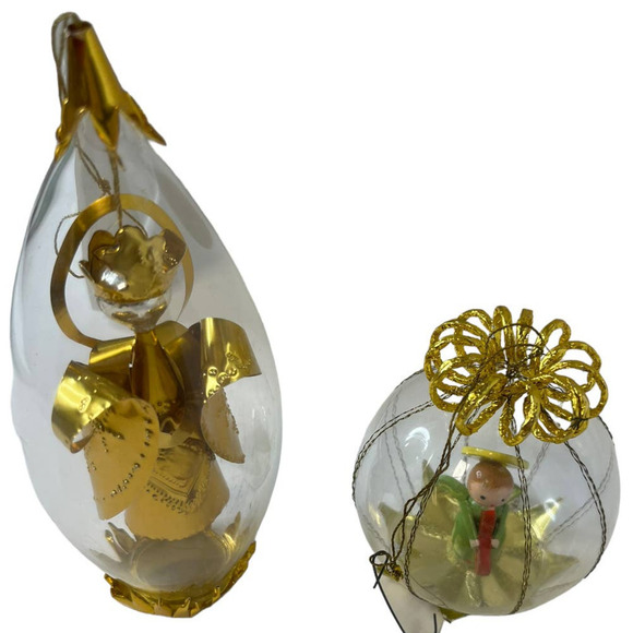 Vintage 2 Germany Wire Wrapped Gold Foil Angel & Resi Lenz Nativity Wise Man